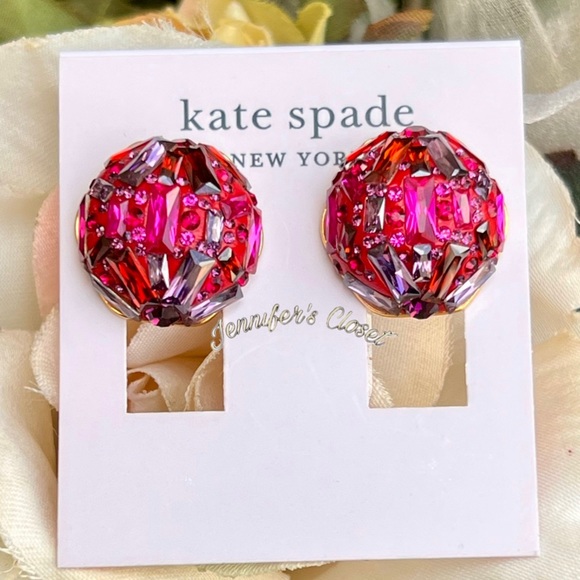 NWT ♠️ Kate Spade Crystal Cluster Clip Post Earrings - Picture 7 of 7